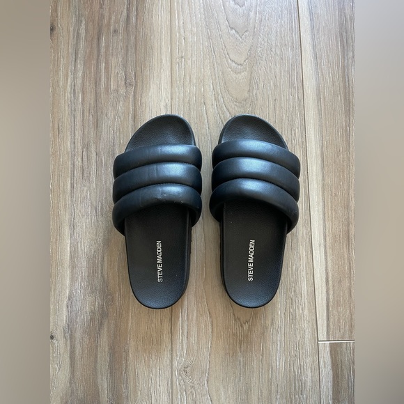 Steve Madden Padded Canny Black Slides sz 8 - Picture 16 of 16
